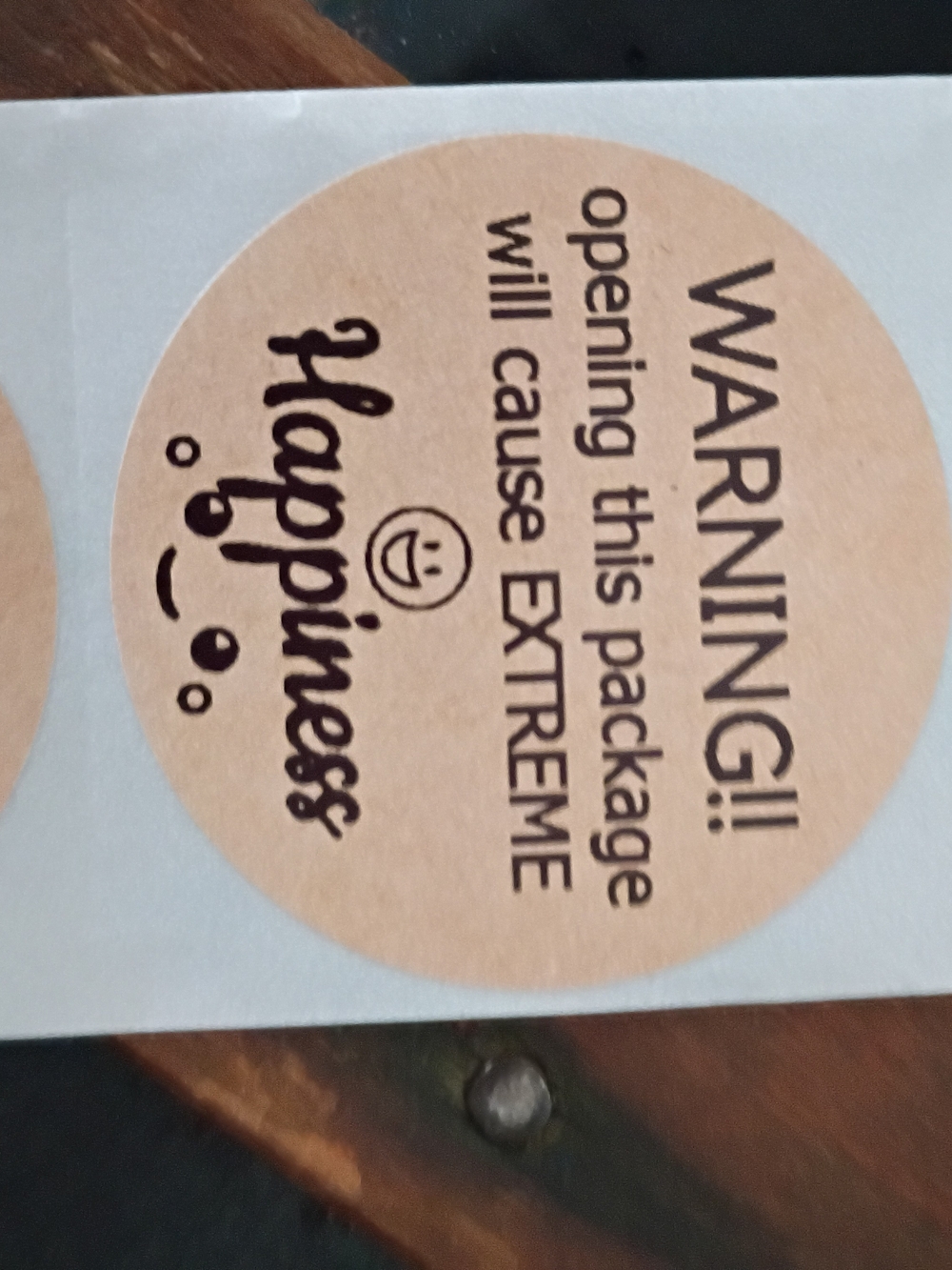 Happiness Kraft Round Sticker - Natural Brown
